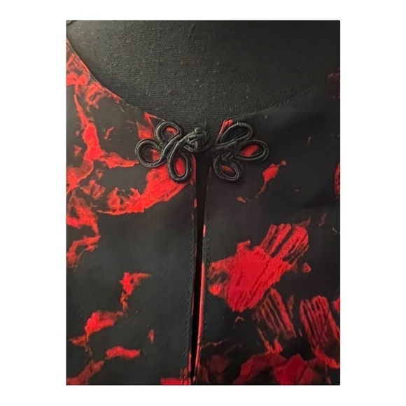 Parker Red Black Silk Long Sleeve Blouse Medium - Picture 5 of 8